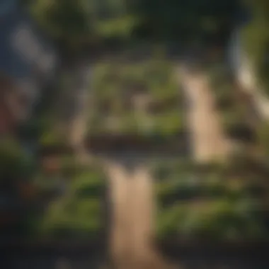 Aerial view of community gardens utilizing small leased spaces