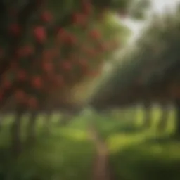Lush lychee orchards highlighting the fruit's natural habitat