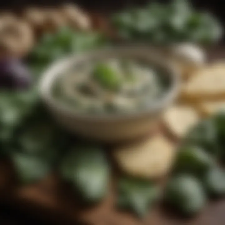 A close-up view of fresh spinach and artichokes laid out.