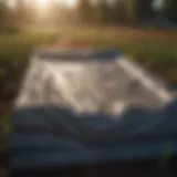 Diverse tarp sizes displayed in an agricultural setting