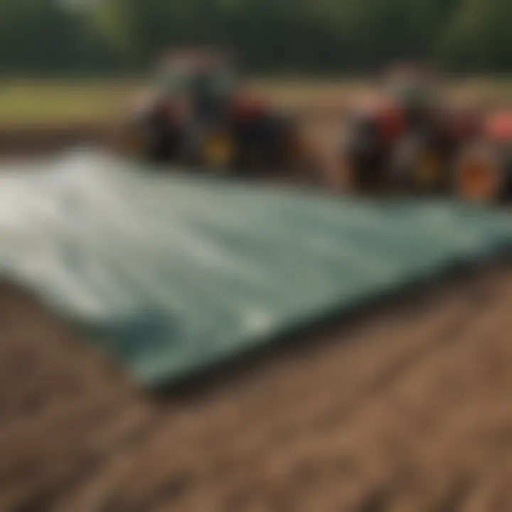 Illustration comparing tarp dimensions for various agricultural tasks