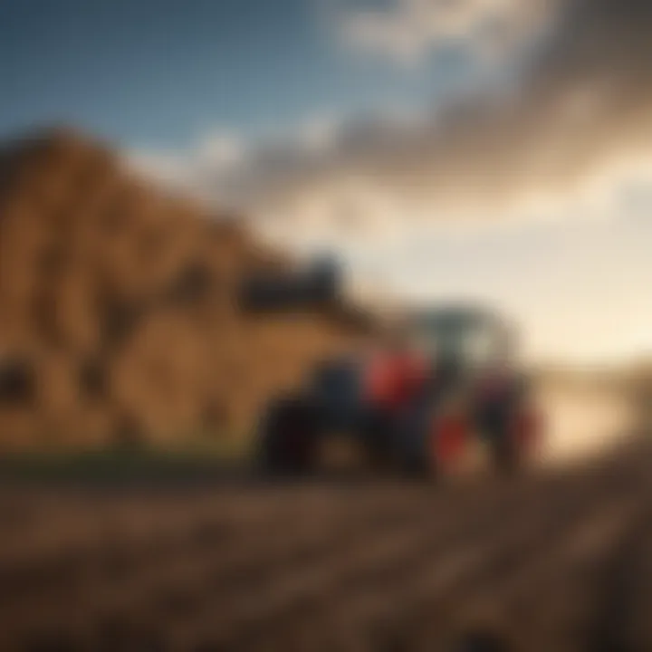 Agricultural field being worked with telehandler