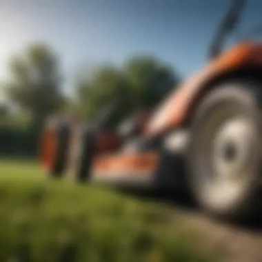 Close-up of essential features on a modern electric mower