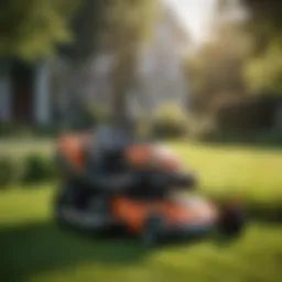 High-performance commercial electric lawn mower in action