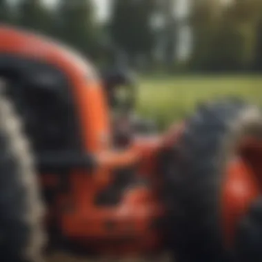 Close-up of compact tractor features and controls