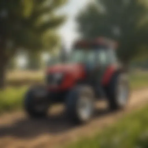 Versatile compact tractor in a lush agricultural field