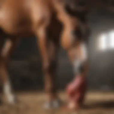 Horse receiving wound treatment