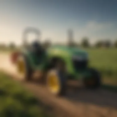 A Deere lawn tractor in action, enhancing agricultural productivity in a field.