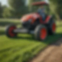 Innovative grass weeder machine in action
