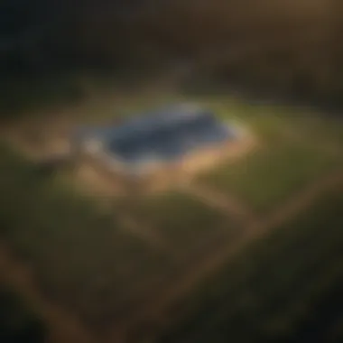 An aerial view of a modern farm utilizing flush mount grow lights