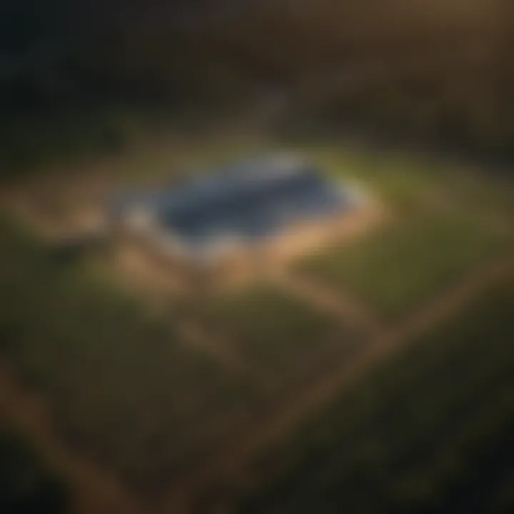 An aerial view of a modern farm utilizing flush mount grow lights