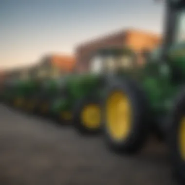 Different types of John Deere hitches arranged side by side