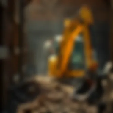 Komatsu Micro Shovel in Action Komatsu micro shovel working in a tight space