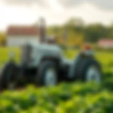 Harnessing Power: White Tractors in Action A farmer using a White tractor in a lush agricultural setting