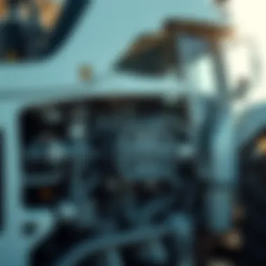 Engineering Excellence: The Heart of White Tractors Close-up of a White tractor's engine components