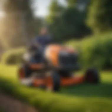 Evaluating Eco-Conscious Pre-Owned Lawn Mowers An eco-conscious consumer evaluating a selection of pre-owned lawn mowers