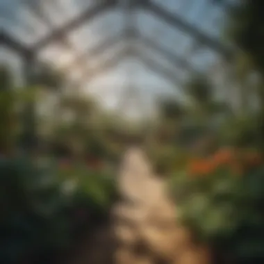 Diverse Plant Life in a Beautiful Greenhouse A well-designed greenhouse with diverse plants thriving inside