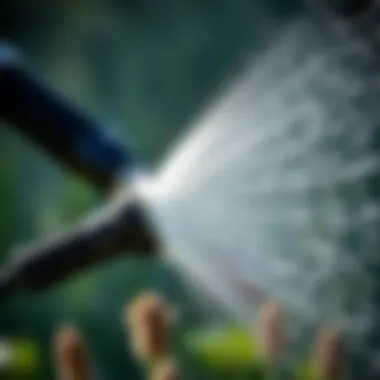 Demonstrating the application of a pressure washer nozzle in action