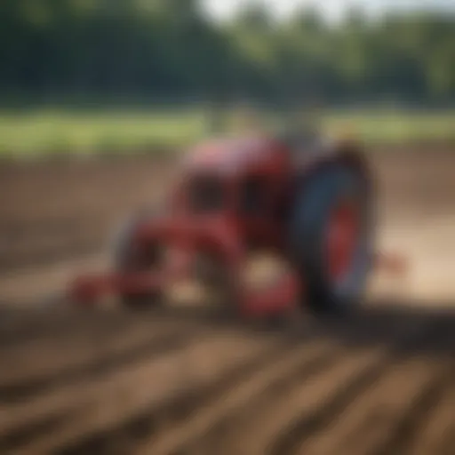 A small disk plow in action tilling the soil