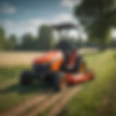 Subcompact flail mower in action on a field