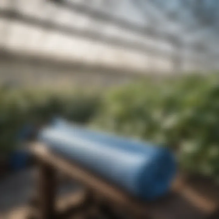 Blue mechanic paper towels used in a greenhouse environment