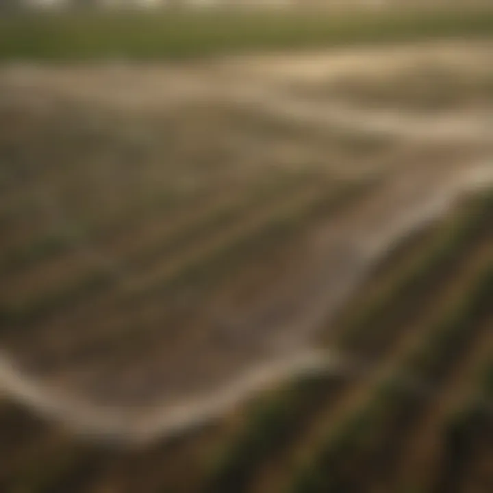 A clear view of transparent bird netting installed over a crop field