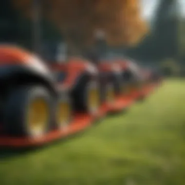Overview of Turf One Mower Models An overview of different Turf One mower models lined up