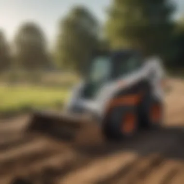 Small Bobcat skid steer in an agricultural setting, highlighting its efficiency