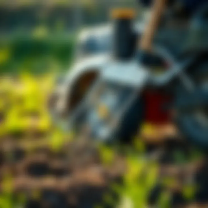 A landscape rake attached to a mower preparing soil for planting