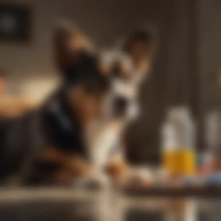 Pet owner responsibly managing medication for their pet.