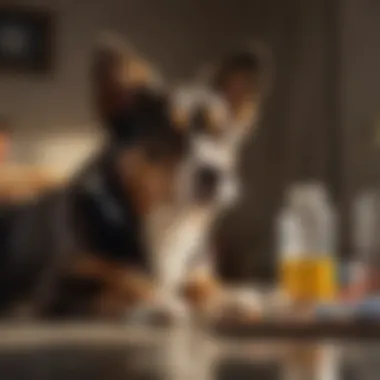 Responsible Pet Medication Management Pet owner responsibly managing medication for their pet.