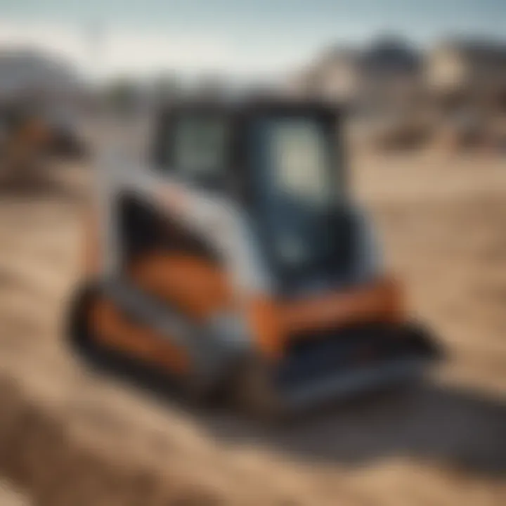 Small Bobcat skid steer operating on a construction site showcasing its versatility