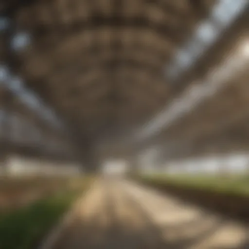 Spacious interior view of a fabric building designed for agricultural use