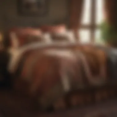 A stylish modern bedroom adorned with vintage western bedding elements, blending tradition with contemporary design.