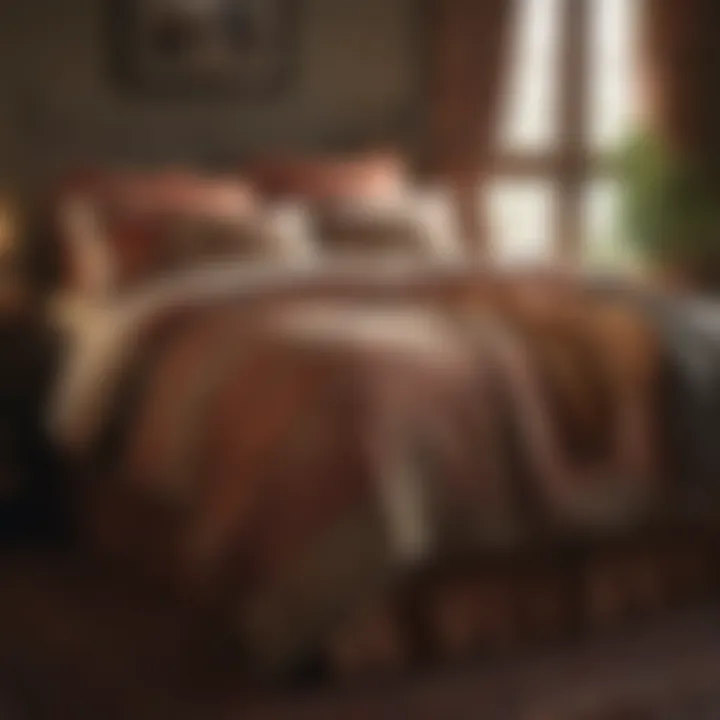 A stylish modern bedroom adorned with vintage western bedding elements, blending tradition with contemporary design.