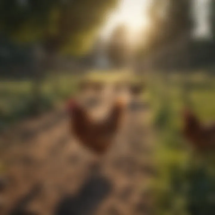 Illustration of a farm utilizing chicken wire fencing effectively