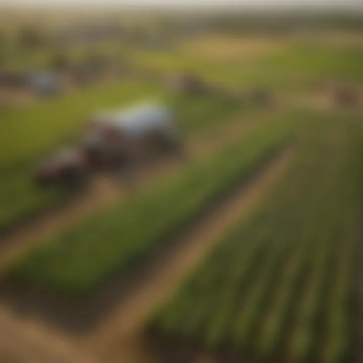 A panoramic view of a thriving farm in Yankton, capturing the essence of local agriculture.