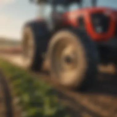 Farmland with various equipment showcasing agricultural productivity