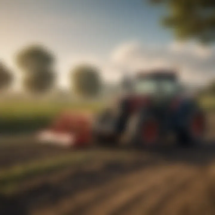 A rural landscape with machinery and crops, symbolizing growth and opportunity