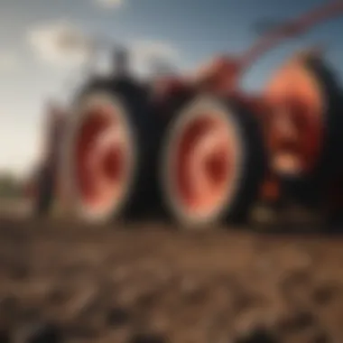 Farm Implement Discs at Work in the Field A field being cultivated with multiple farm implement discs in action