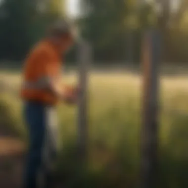 Maintenance Insights for Fiber Fence Posts A farmer inspecting the maintenance of fiber fence posts