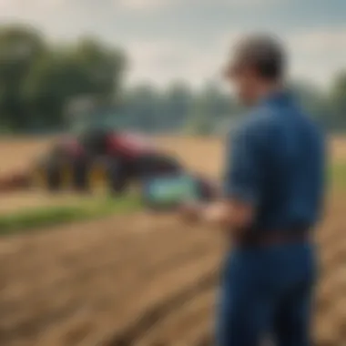 A farmer utilizing the Trimble EZ-Pilot Pro in the field