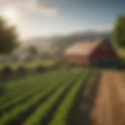 A picturesque farm landscape showcasing diverse crops