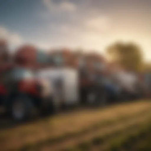 Diverse range of farmers storage containers in a field