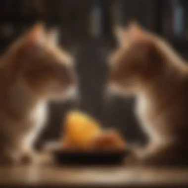 Happy, relaxed cats interacting with each other