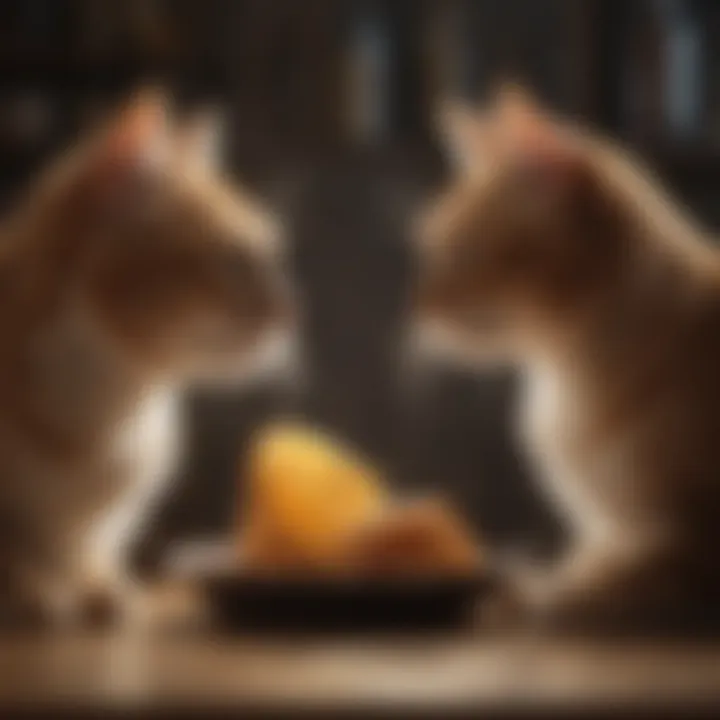 Happy, relaxed cats interacting with each other