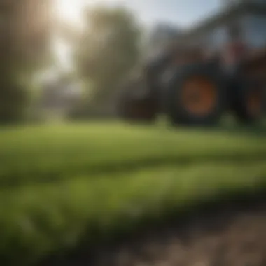Even Distribution of Fertilizer on Lawn Granular fertilizer spread evenly on grass