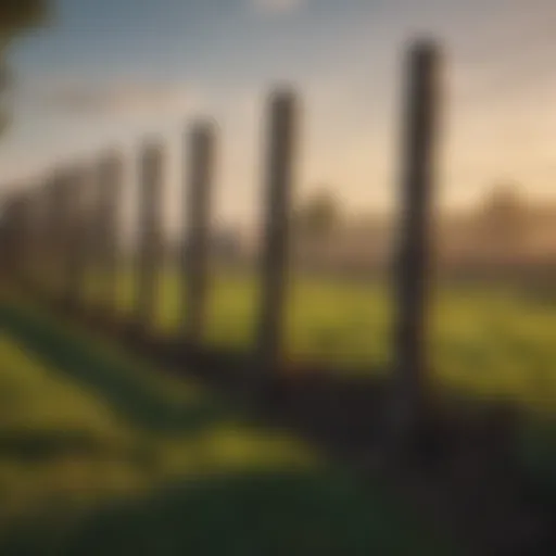 Fiber fence posts installed in a lush agricultural field