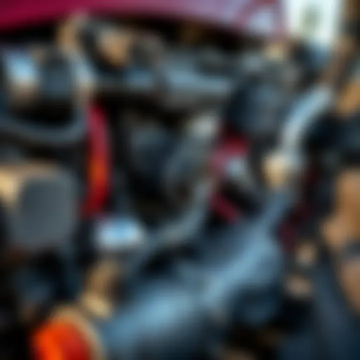 Close-up of Foton tractor engine components showcasing intricate details