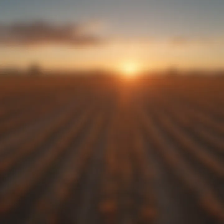 Sunset over Fresno's agricultural landscape